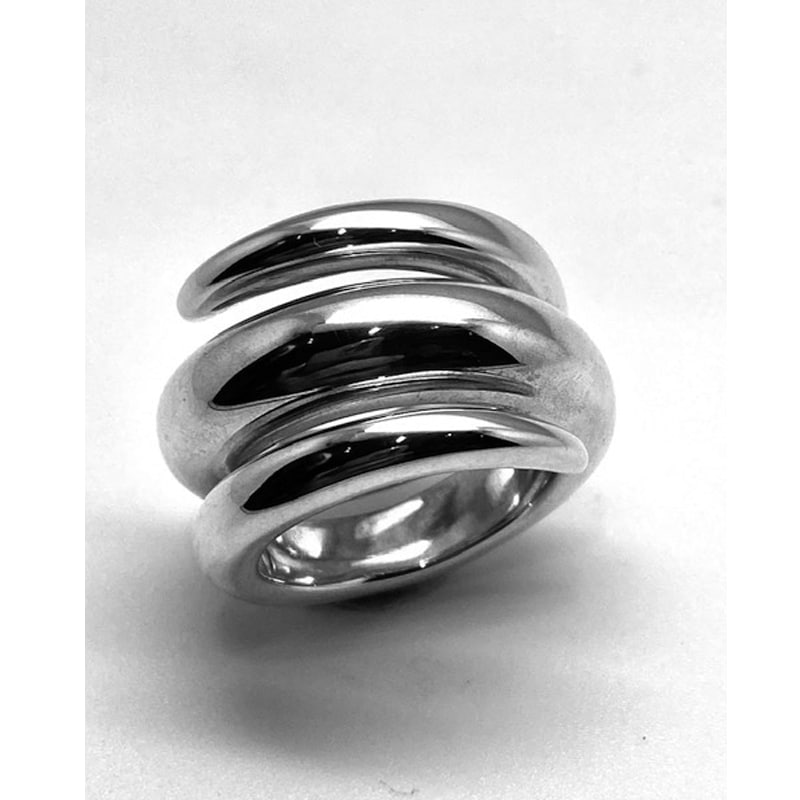 Anel espiral de prata