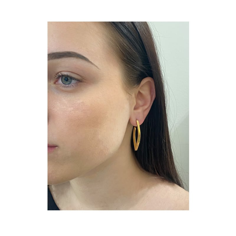 Navette shape gold earring