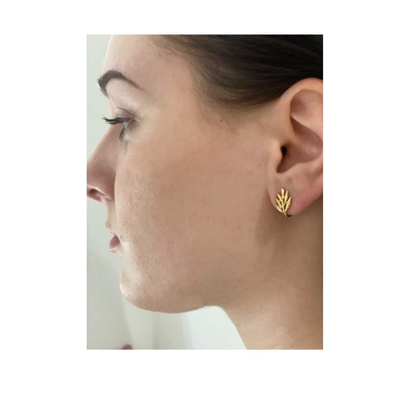 Gold palm leaf earrings