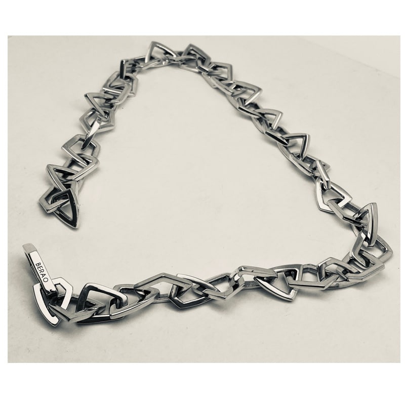 Silver necklace with irregular geometric links