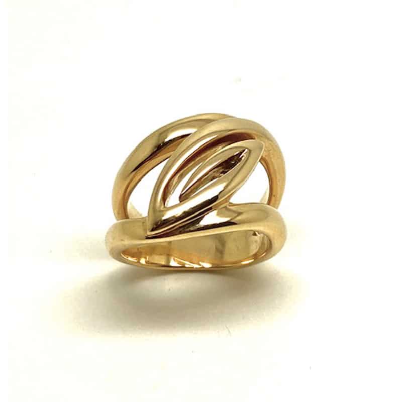 Gold ring with double thread closed ending in ellipse